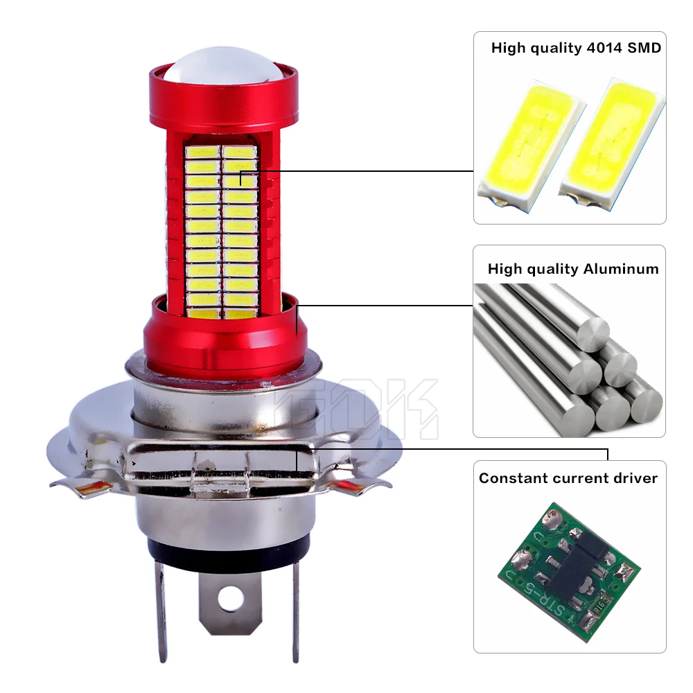 1 шт. Автомобильный светодиодный противотуманный фонарь H7 H4 106smd 4014 чип 30 Вт авто