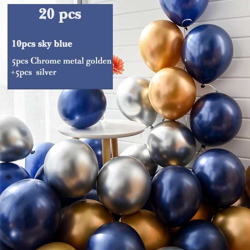 20 шт. 10 дюймовые серебристые голубые воздушные шары темно синие на дни рождения
