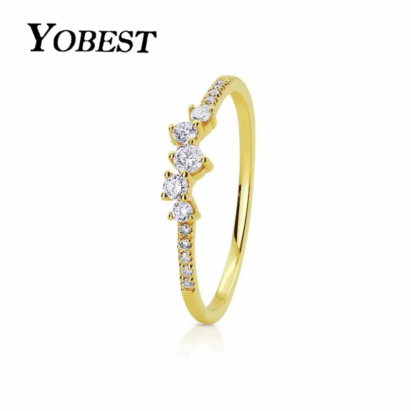 YOBEST Новое модное простое 3 цвета свадебное фианитовое кольцо для женщин подарок