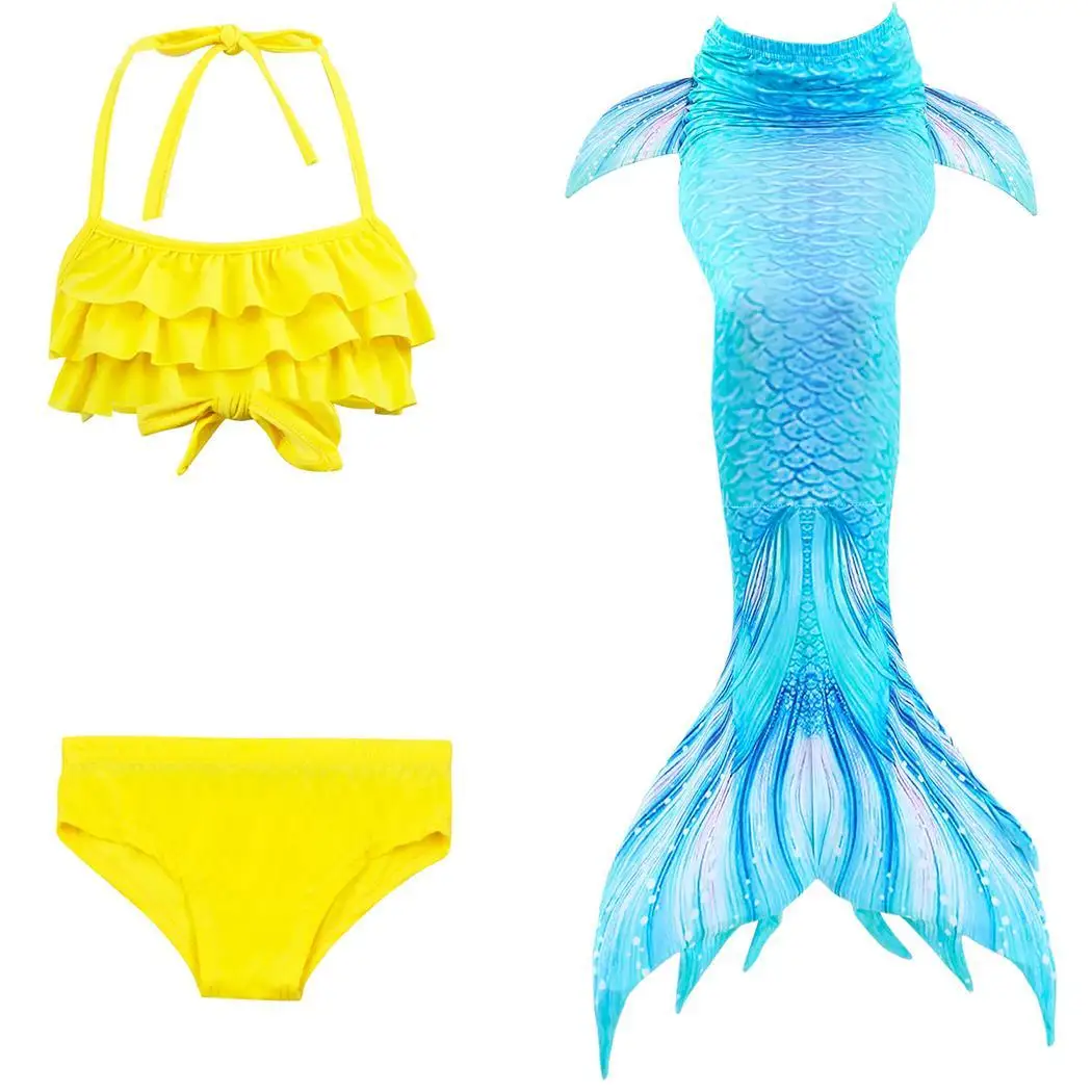 4 3Pcs/Set Bikini Set Swimming Suits Children Mermaid Tail Swimsuit Kids Girls Swimwear Bathing Suit Cosplay Costume New - Цвет: 4