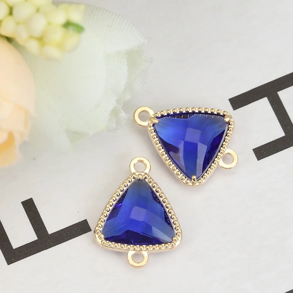 DoreenBeads медные и стеклянные соединители треугольные золотистые цветные граненые шармы 16 мм(5/") x 12 мм(4/8"), 5 шт