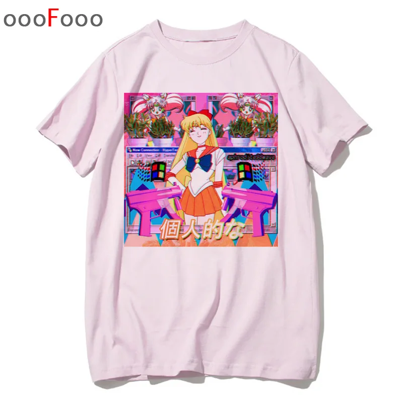 Vaporwave Футболка модная Harajuk Sad Girl Ретро аниме Мужская футболка японский