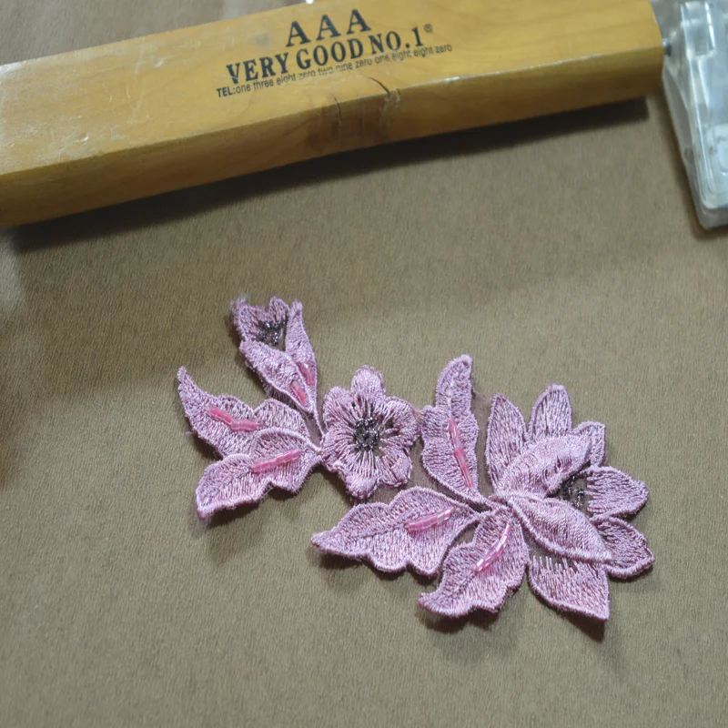 Somelace (2 шт./лот) розовые вышитые нашивки с блестками вышивка цветочной аппликацией