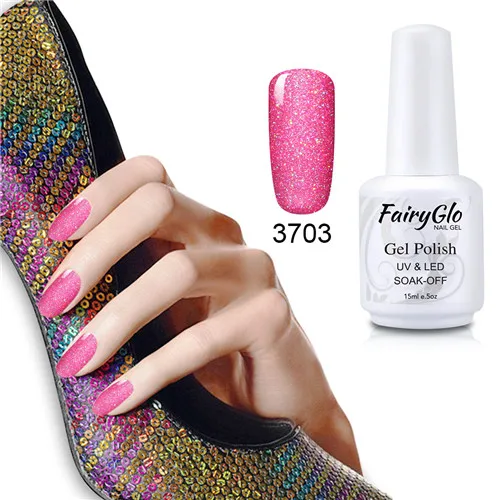 3703 FairyGlo 15 мл Bling Neno Гель-лак Блестящий Светодиодный УФ-гель для ногтей верхняя основа грунтовка штамповка эмалированная краска Гель-лак Гибридный лак - Цвет: 3703