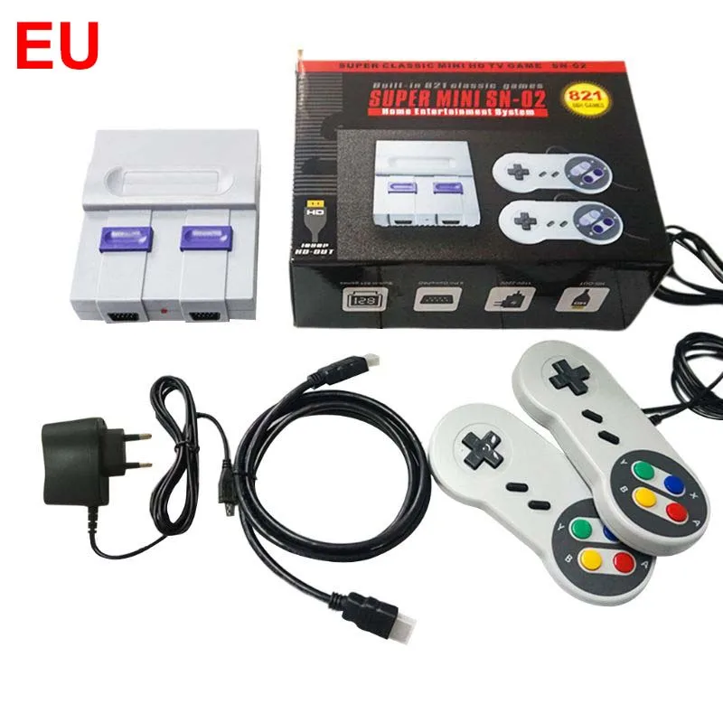 Черный Супер мини HDMI SNES SFC NES Ретро Классическая видео игровая консоль ТВ игровой плеер встроенные 821 игр с двумя геймпадами - Цвет: Черный