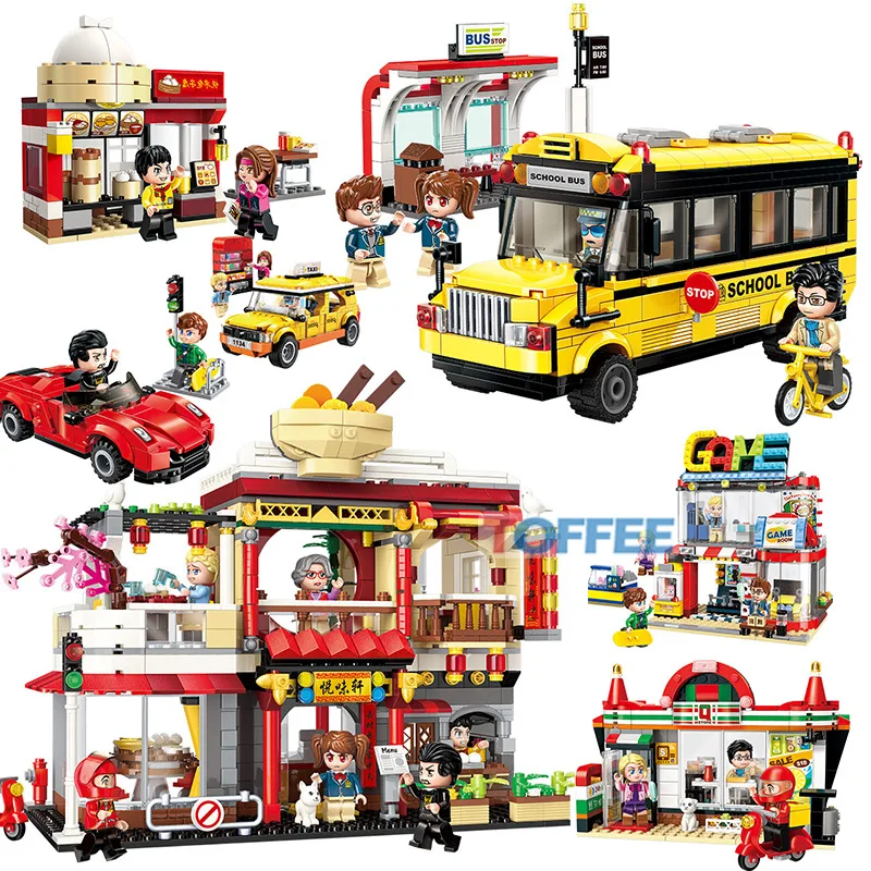 Строительные блоки серии enlightten совместимые с Legoings автомобильный магазин игрушки