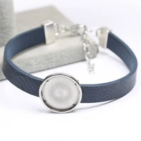 2pcs fit 20mm round cabochon flat leather bracelet base setting blanks diy bezel blanks for bracelets making accessories