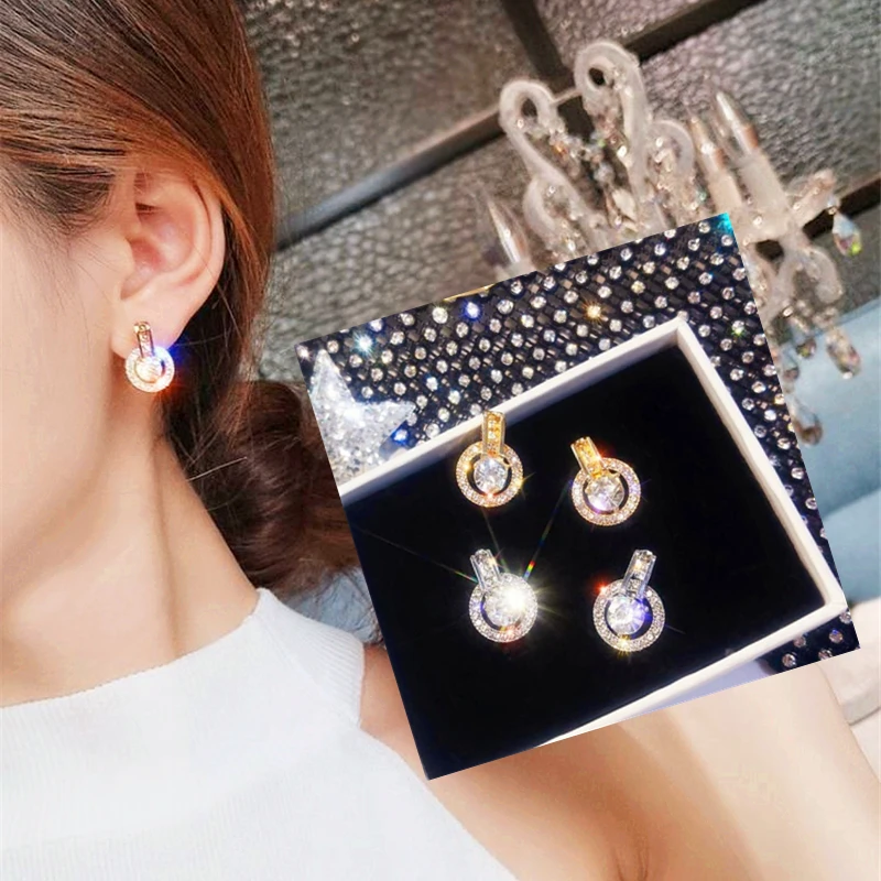 

Loredana For Women Earrings Creative Jewelry High-grade Elegant Crystal Earrings Round Gold Earrings