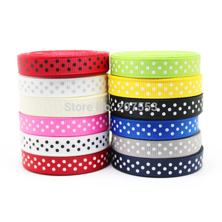 Корсажная лента с принтом в горошек 3/8 дюйма (дюйма) 9 мм 1000 ярдов|grosgrain ribbon