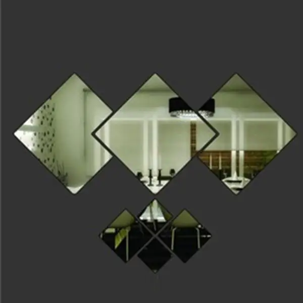 Diamond Shape Acrylic Mirror Effect Silver Wall Sticker Mural Window Glass | Дом и сад