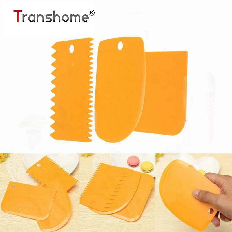 

Transhome Pastry Dough Cutter 3Pcs/Set Cream Scraper Fondant Spatula Smooth Cake Pastry Scraper Cake Silicone Spatula For Cake