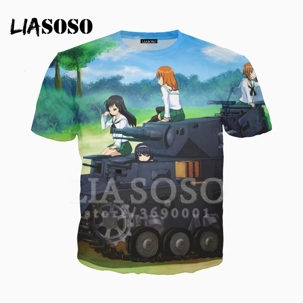 LIASOSO 3D принт для женщин и мужчин аниме девушки панзер косплей футболка Летняя