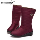 Зимние женские сапоги до середины икры, зимняя женская обувь, женская модная плюшевая обувь, женские теплые водонепроницаемые сапоги WSH3141