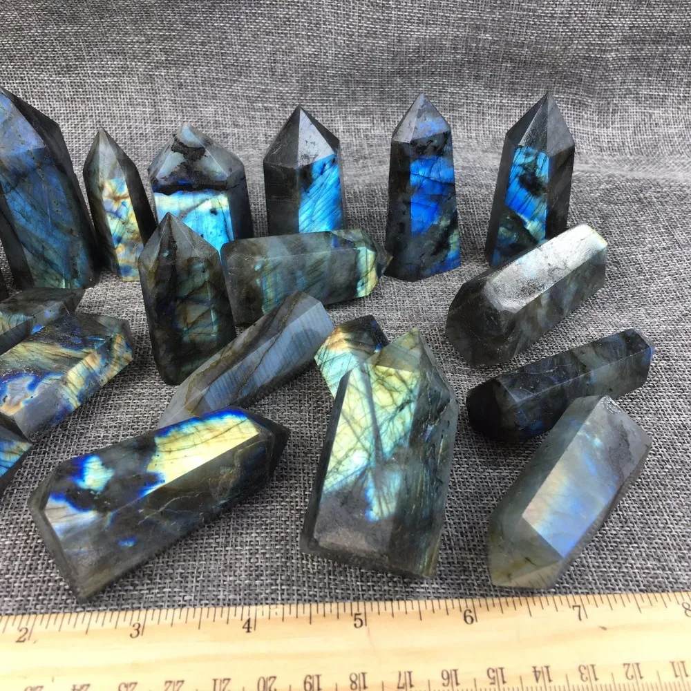 1kg Natural labradorite obelisk quartz crystal wand point healing 15-20pcs | Дом и сад
