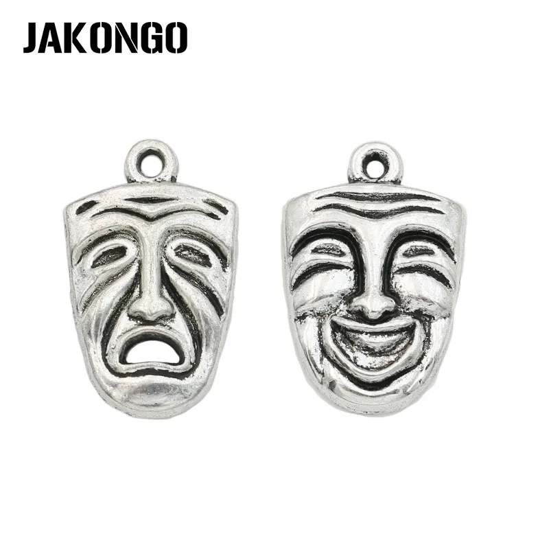 JAKONGO античные посеребренные Подвески счастья печаль лицо очарование подвески