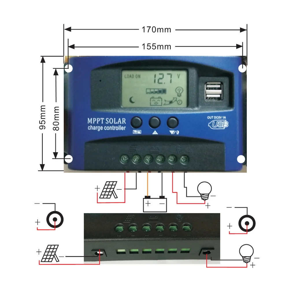 Sunyima 60A 30A со слежением за максимальной точкой мощности, интеллигентая(ый) блок управления установкой на солнечной батарее 12V 24V Авто фокус Панели солнечные Батарея клетки регулятор Зарядное устройство для дома Применение PV