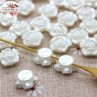 100pcslot 12mm ivory rose flower pearl beads abs resin flatback simulated pearl beads jewelry diy accessories