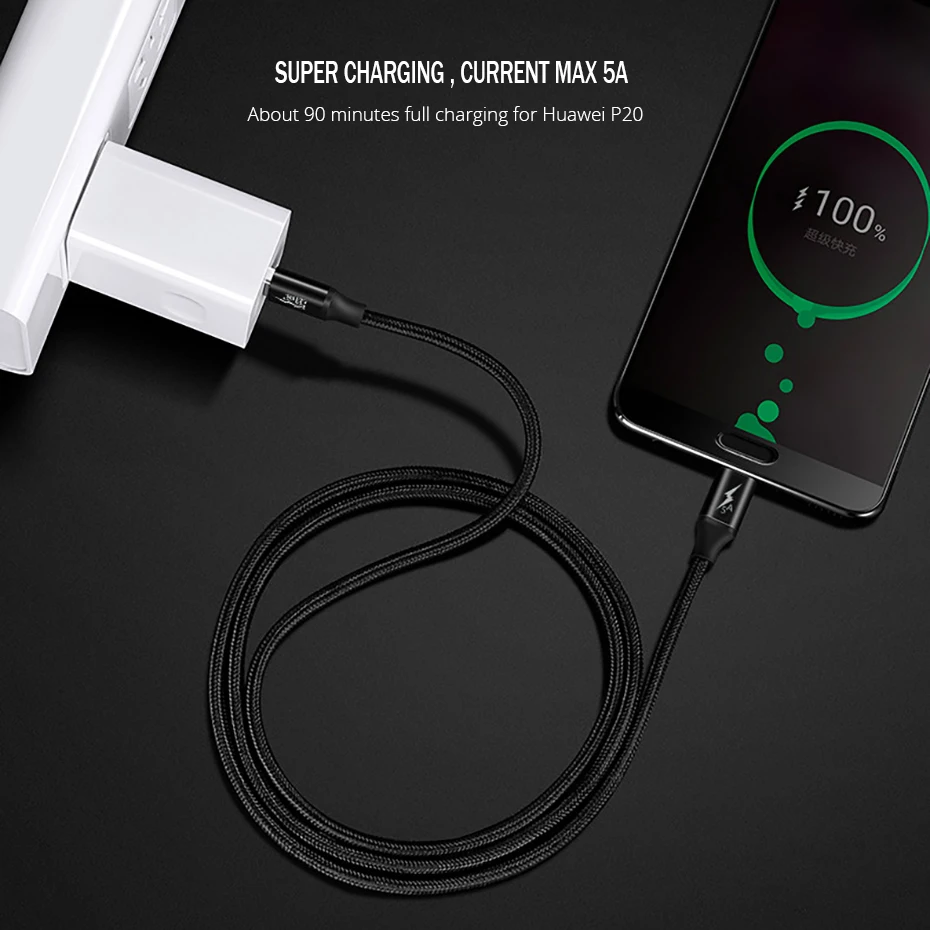 Кабель USB Type C 5A для Huawei P10 P20 Pro кабель 3 1 быстрой зарядки и передачи данных Honor V 10