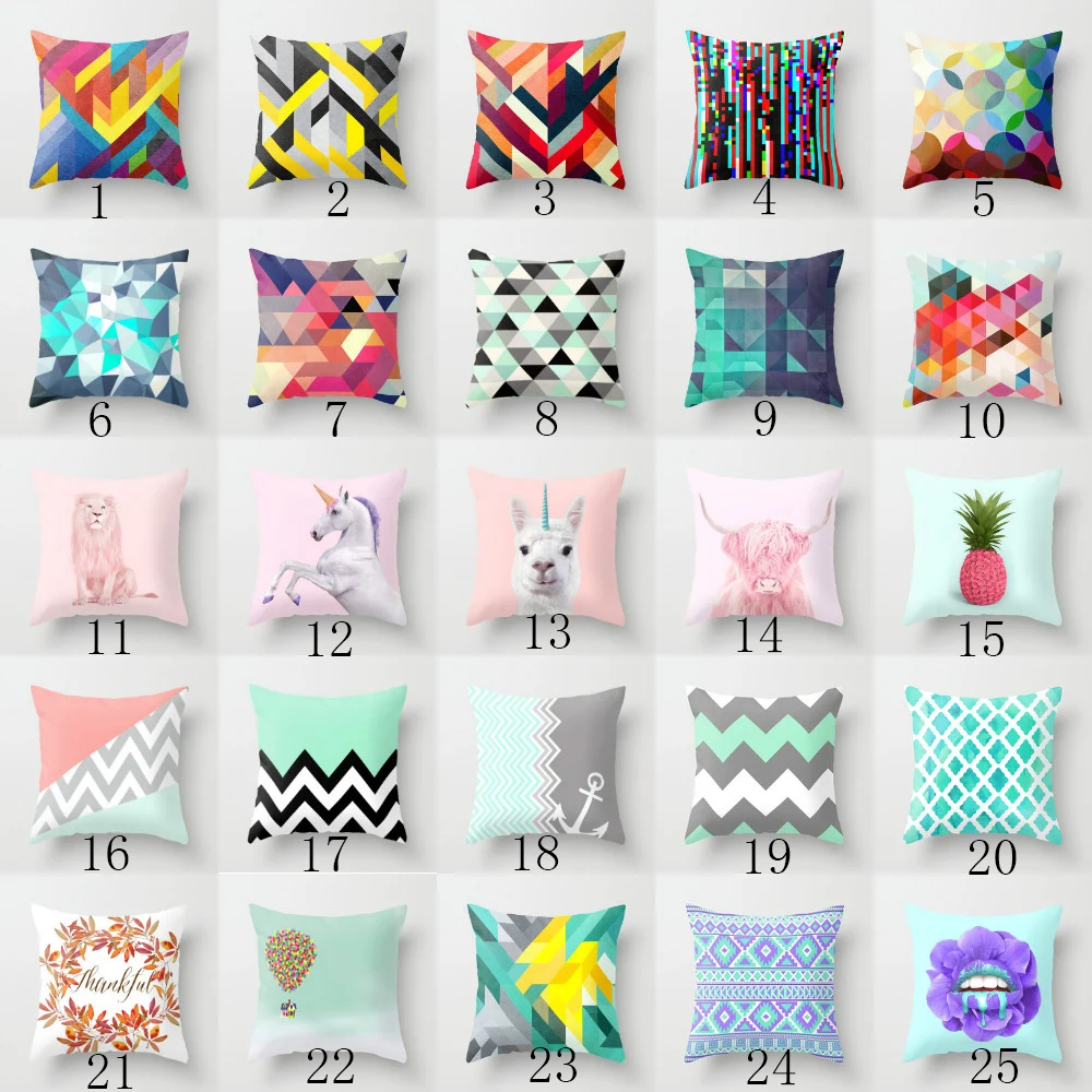 Elife Polyester Cotton geometry pineapple Cushion Cover Cartoon Animal Skull lion Pillow Case For Sofa Home Decor 45*45CM | Дом и сад