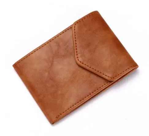 light brown Новинка, искусственная кожа Crazy Horse, ID, держатели для банковских карт, портмоне для женщин и мужчин, RFID блокирующий кошелек, деловой Тонкий чехол для кредитных карт - Цвет: light brown