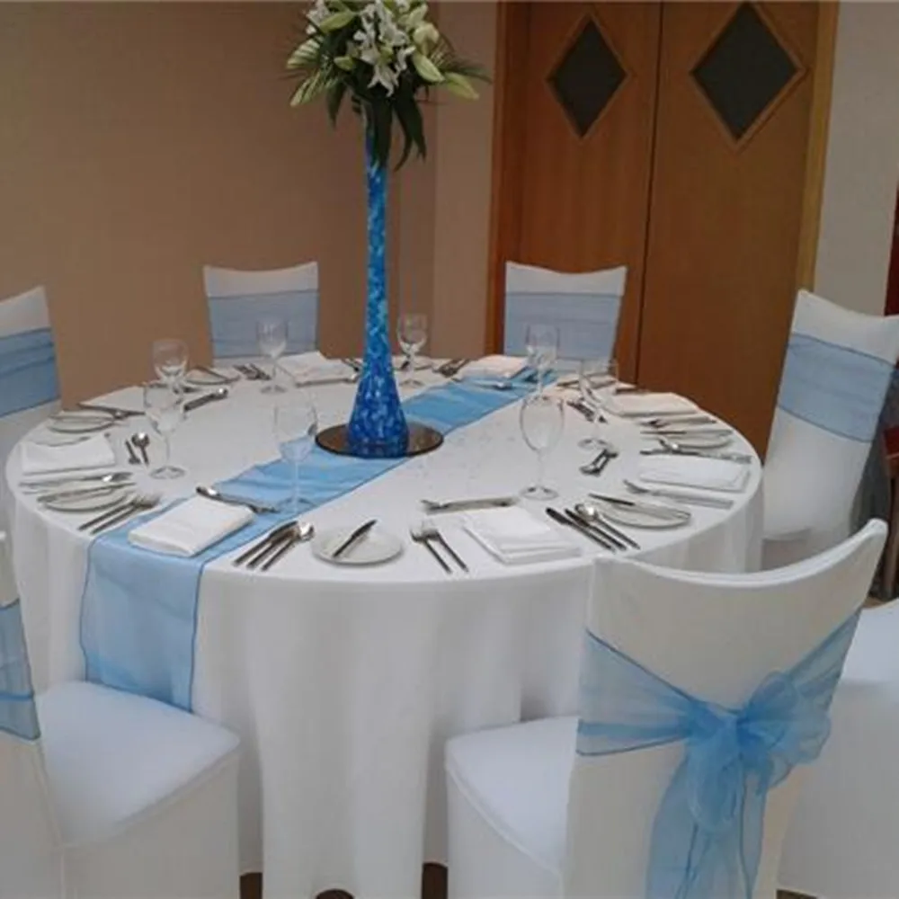 25 шт./лот Бирюзовый синий свадебный Чехол для стула из органзы пояс с бантом