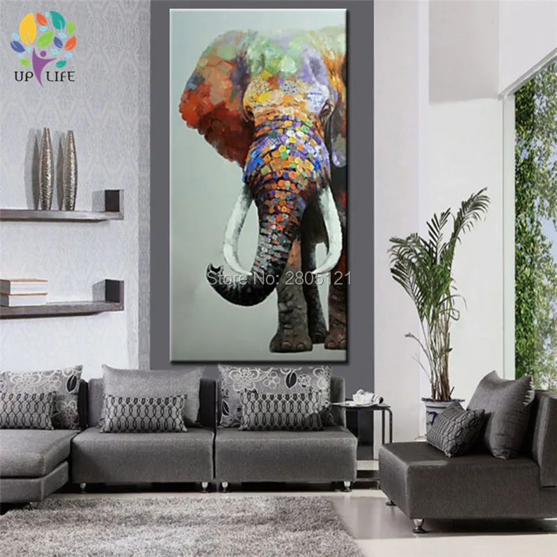Ручная роспись Большой животный картина на Стену Слон холст Картина маслом