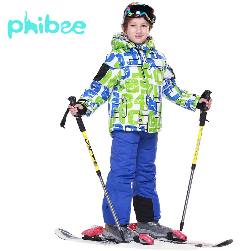Phibee Boys Winter Ski Suit Skiing Jackets Kids Clothes Warm Waterproof Windproof Outdoor Coat Breathable Children Clothing |