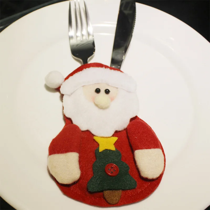 Christmas Table Cutlery Holder Dinner Navidad Mesa Nonwoven Fabric De Dulces Couvert Fourchette Couteau | Дом и сад