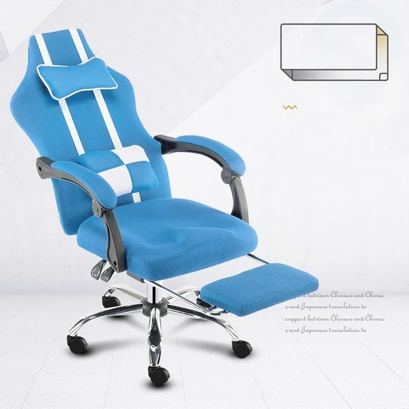 blue with footrest Esports Poltrona Boss Gaming Silla Геймерское кресло f8нh может лежать с колесом с подставкой для ног Эргономика из искусственной кожи - Цвет: blue with footrest