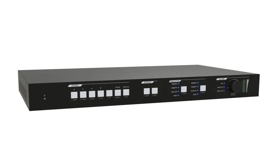 6x2 multi-format seamless presentation switcher with built-in 4K scaling and HDBaseT HDMI matrix outputs DP USB-C input | Электроника