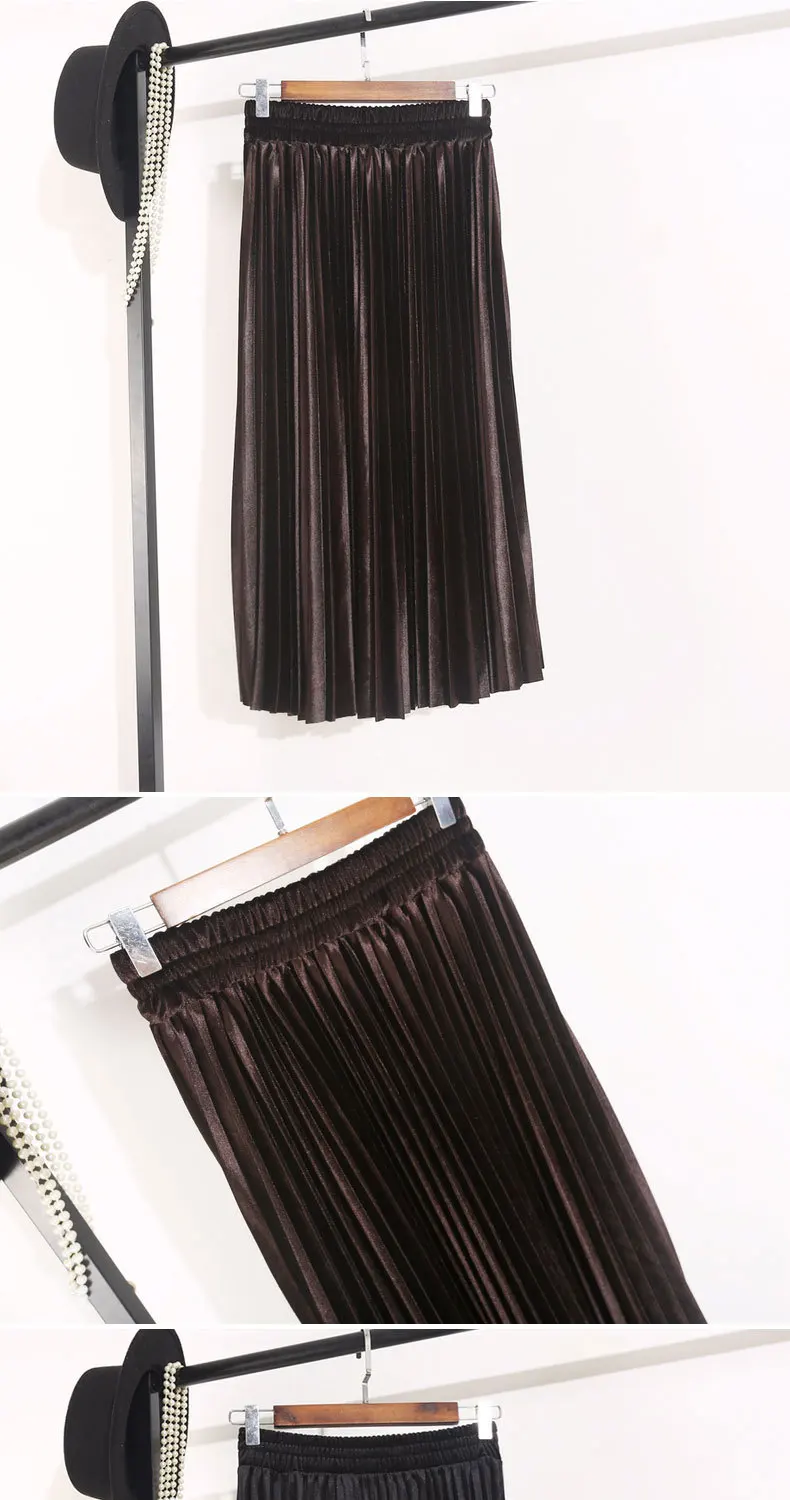 PEONFLY Women's Skirt New Summer Long Skirt Fashion Color All-match Slim Pleated Skirt free shipping Pleated Skirt One Size