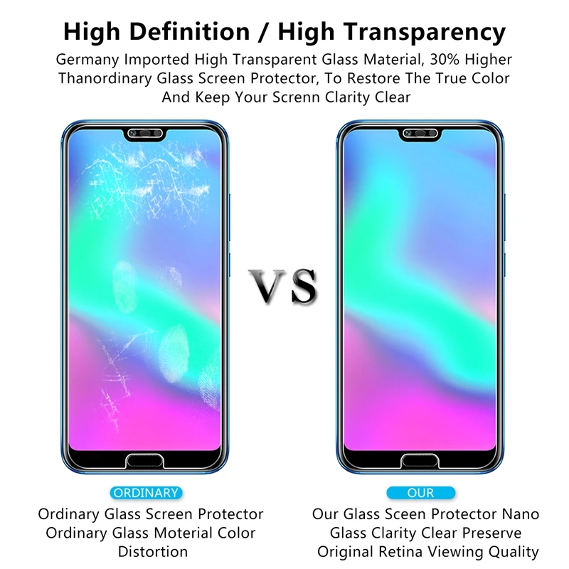 10 Pcs/Lot 2.5D 0.26mm 9H Premium Tempered Glass For Huawei Honor Screen Protector Toughened protective film |