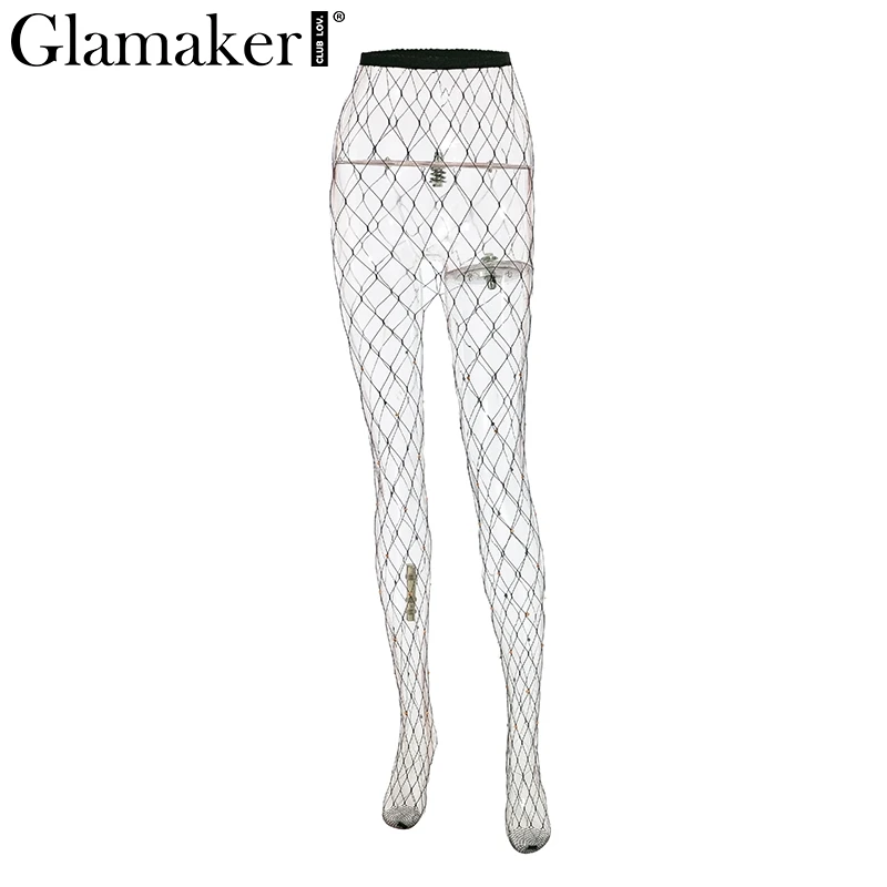 Glamaker, открытые колготки, сетчатые чулки, летние стразы вечерние, Клубные, блестящие, женские колготки, облегающие колготки