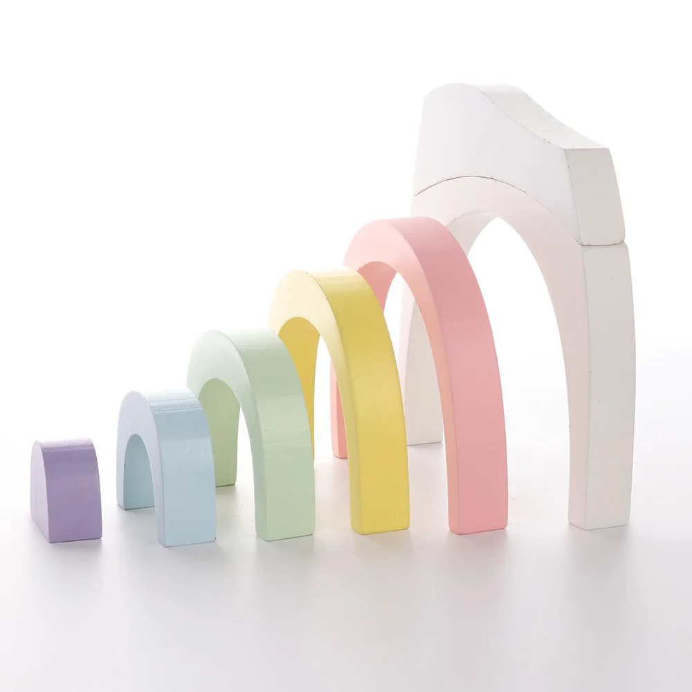 Милые детские строительные блоки в виде грибов и радуги Детские Игрушки для