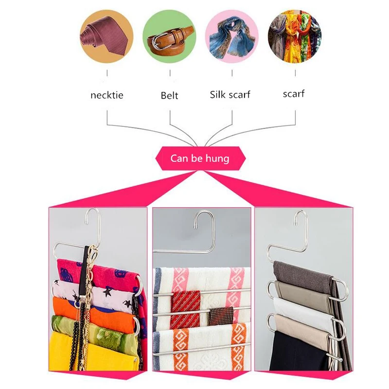 Многофункциональная 5 слойная стойка для штанов из нержавеющей стали Органайзер