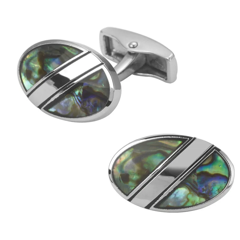 

A pair of high quality marine shell color Cufflinks Wedding Gift shirt high-grade crystal Yellow Brass Cufflinks