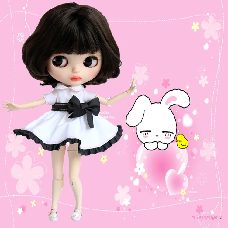 Платье с бантом ручной работы, Одежда для куклы Blyth Azone Licca blyth, аксессуары для куклы, рождественские игрушки, подарок