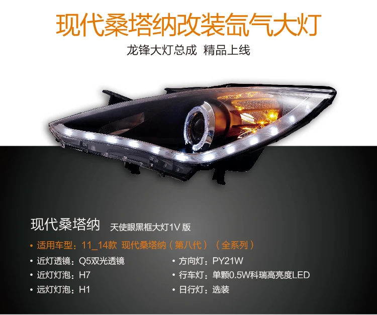 Автомобильный стиль для Sonata 8 фар 2011- Sonata 8 светодиодные фары головного света led drl проектор фары H7 hid Биксеноновые линзы