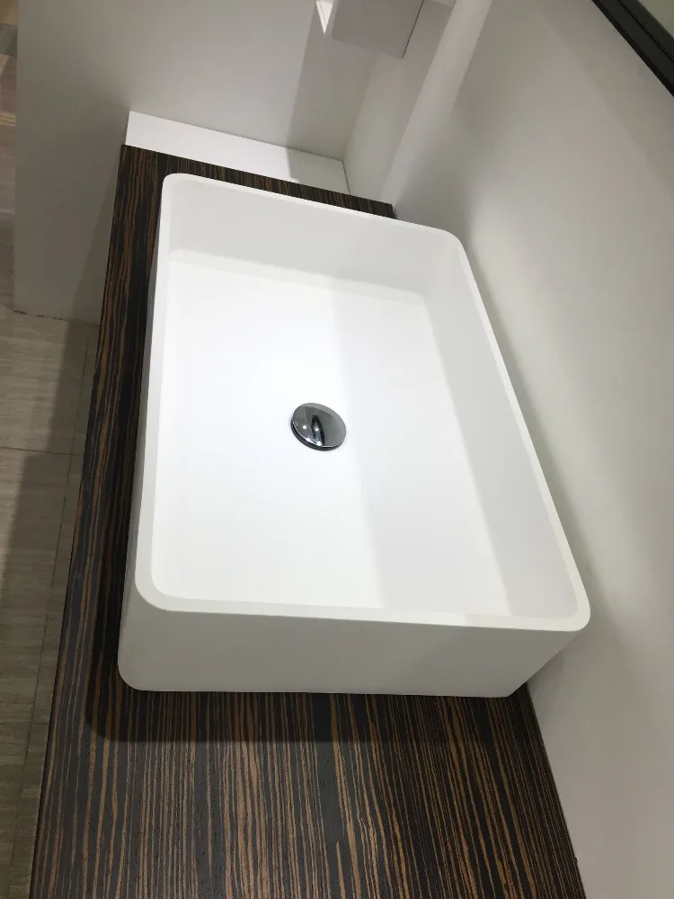 Прямоугольная Ванная Комната Твердая Поверхность каменная столешница сосуд