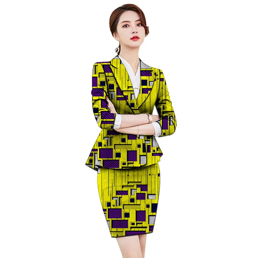 Dashiki print women skirt suits fashion suit jackets sets Ankara pattern customized African outfits for party/wedding