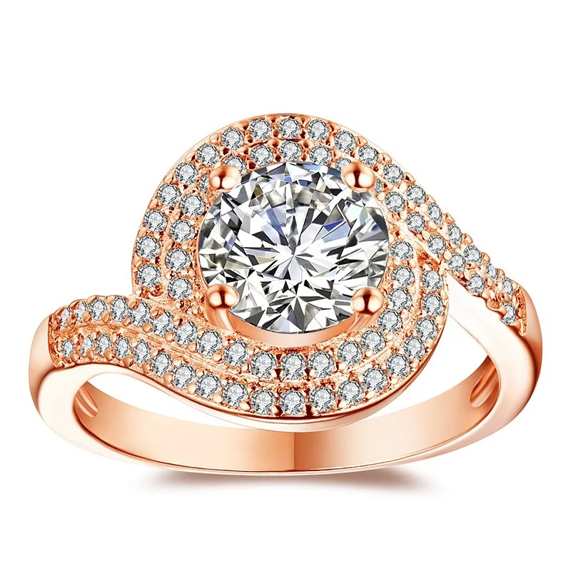rosegold white Tocean розовое золото цвет обручальные кольца для женщин круглый милый AAA циркон помолвка Femme кубический красивый Bijoux Bague Размер 5-12 W003 - Цвет основного камня: rosegold white
