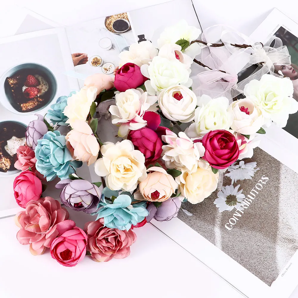 1 шт. богемная Цветочная искусственная Женская Корона головной убор вечерние