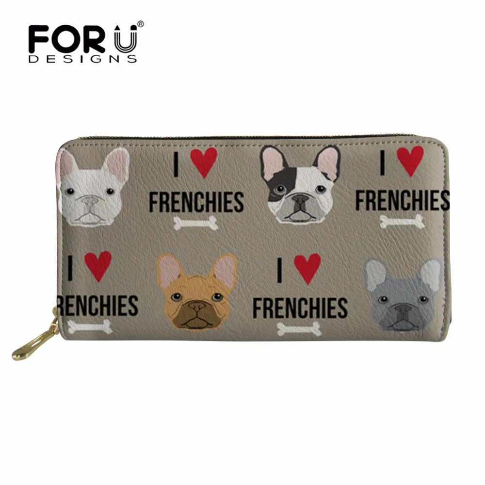 

FORUDESIGNS Pu Leather Purse for Women French Bulldog Clutch Phone Money Wallet Ladies Lovely Cash Wallet Female Coin Pocket