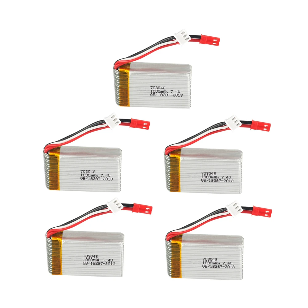 5 шт. 2s 7 4 В 1000 мАч батарея для MJXRC Lipo 703048 JST Plug игрушечная батарея|Детали и