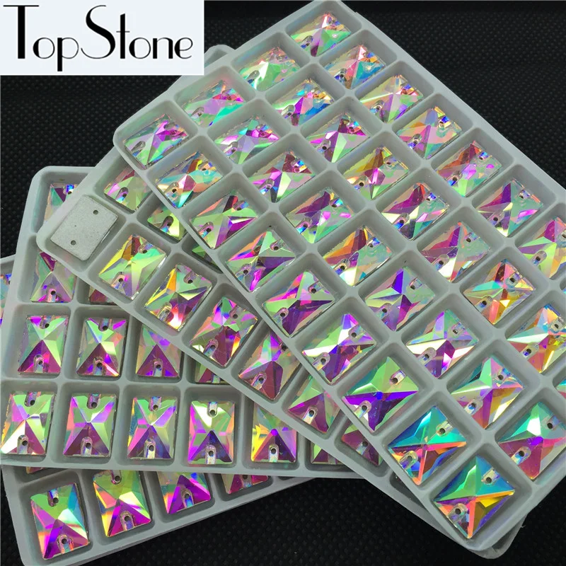 Стекло с украшением в виде кристаллов прямоугольник Форма sew On Stone кристально