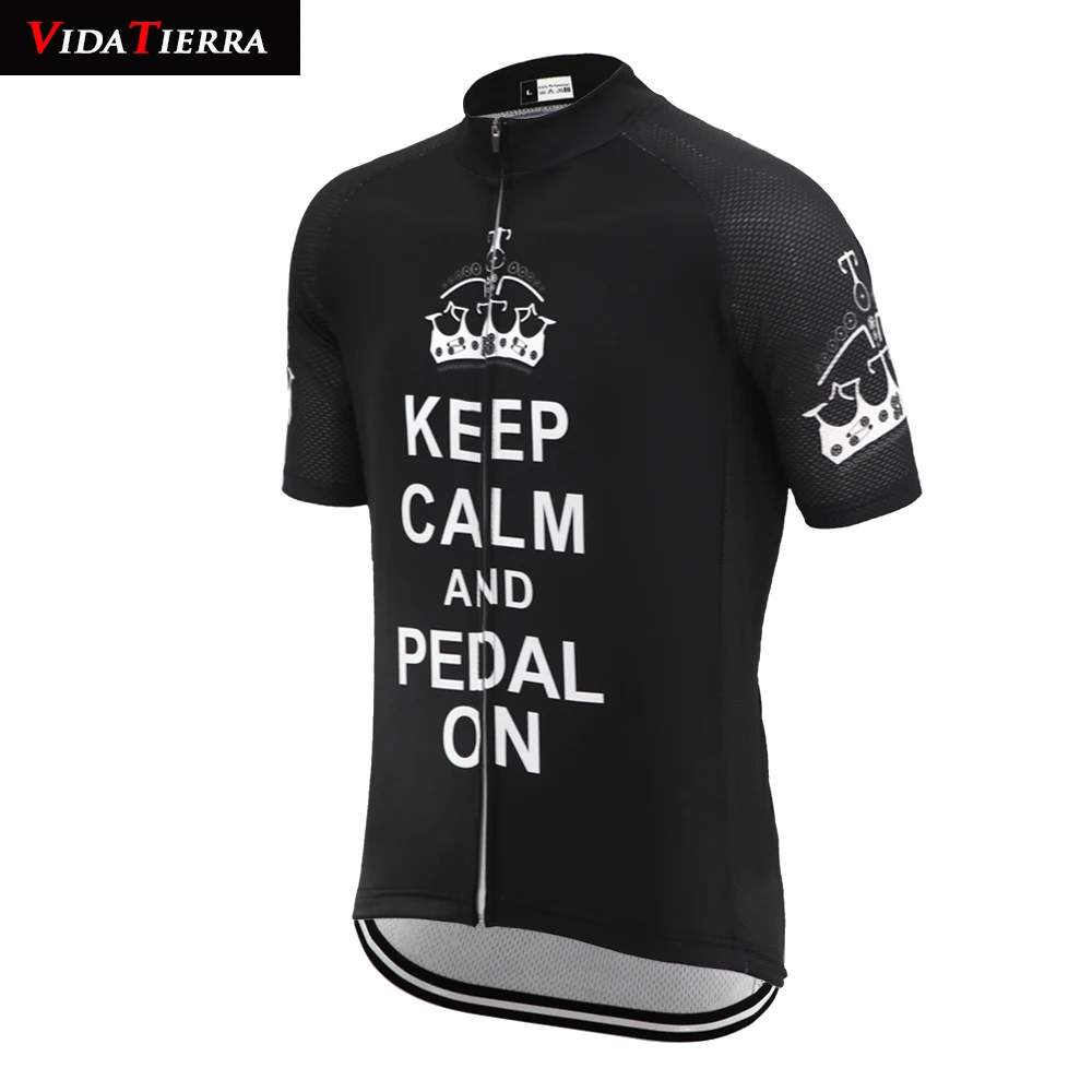 2019 VIDATIERRA men cycling jersey mtb go pro classic can custom racing team Outdoor &quotkeep calm and pedal on&quot cool | Спорт и