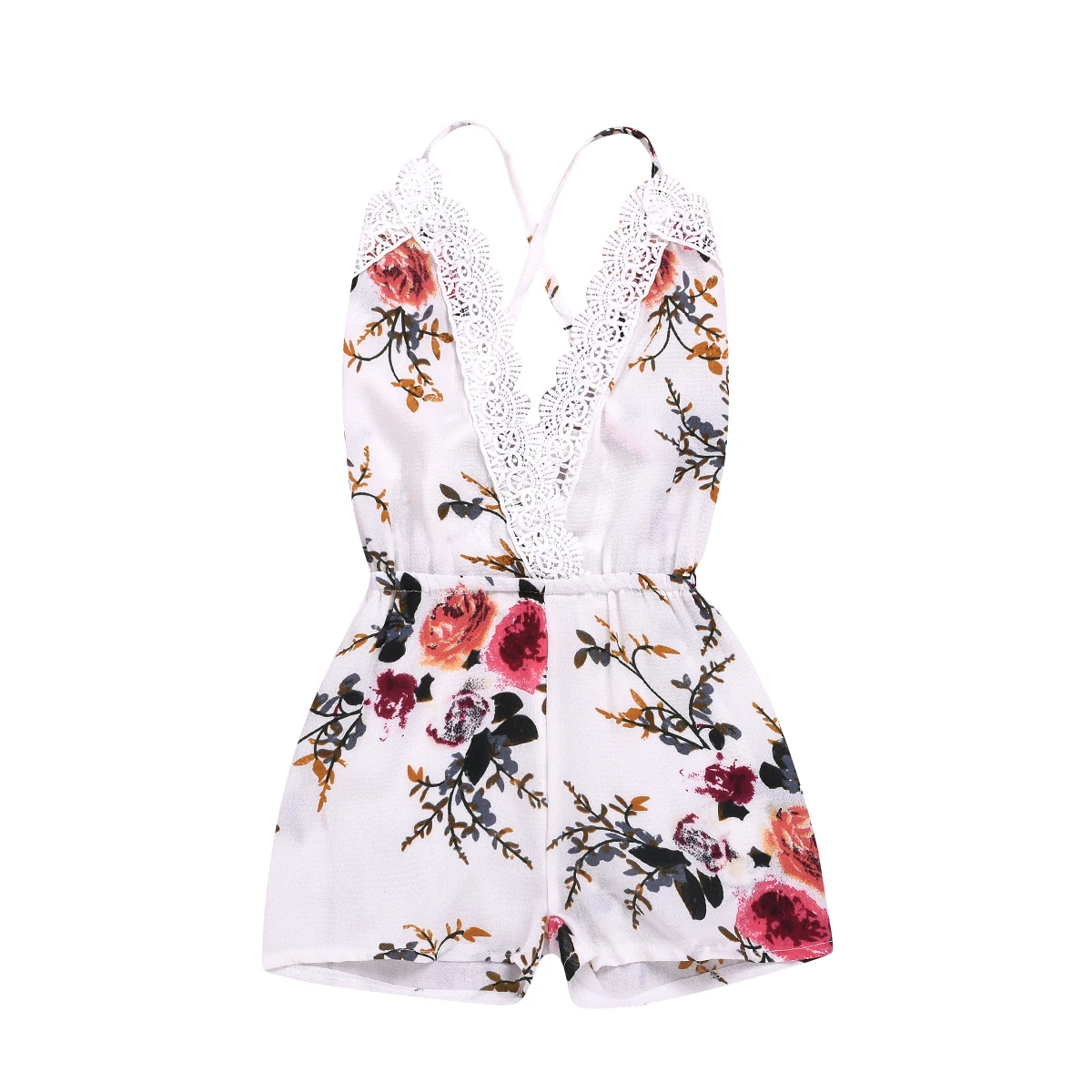 Комбинезон для новорожденных девочек с цветочным кружевом и каймой пуловер без