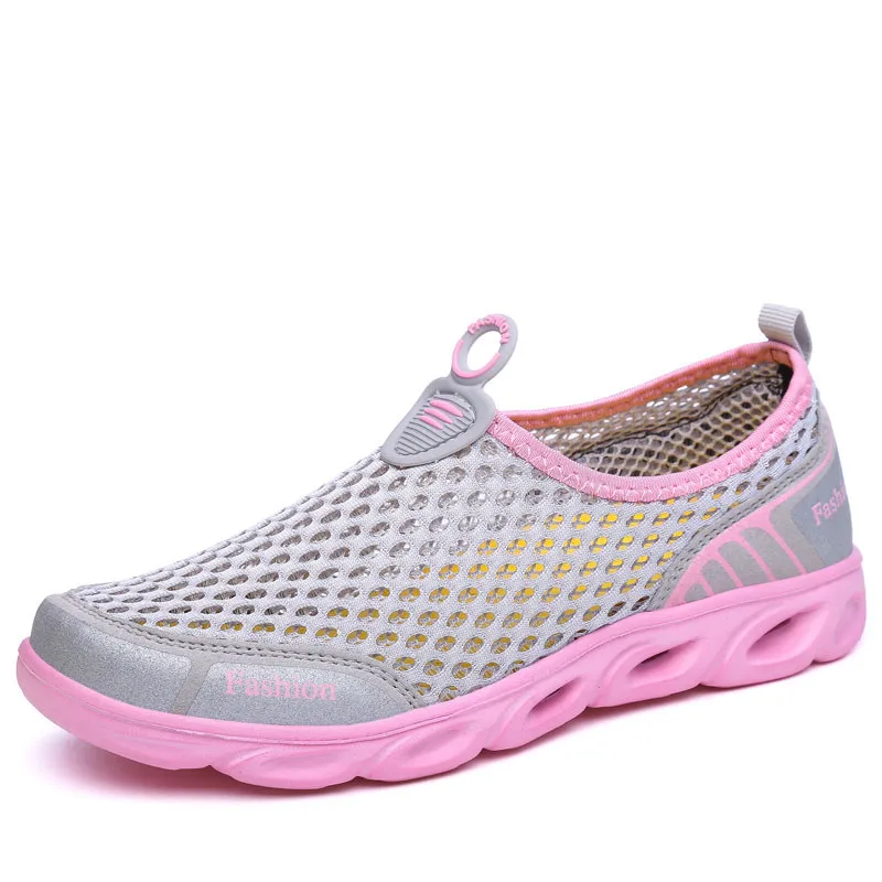 Gray Summer Casual Shoes Woman Loafers Slip-On Women Shoes Platform Flats Female Breathable Women Flats Zapatillas Mujer Size 45 - Цвет: Gray