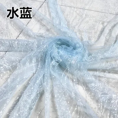 Water blue Горячая бурение золото серебро белый блестки бронзовая Сетка кружево ткань DIY сшить одежду свадебное вечернее платье шторы аксессуары - Цвет: Water blue