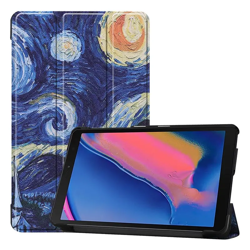 Starry sky Чехол для samsung Galaxy Tab A, 8,0 дюймов, S, ультра тонкий кожаный чехол с магнитной подставкой для Galaxy Tab, SM-P200, SM-P205, Funda - Цвет: Starry sky